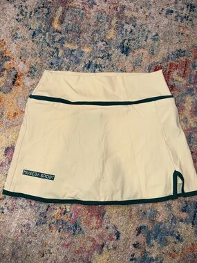 Musera Sport Cream Tennis Skirt with Green Trim